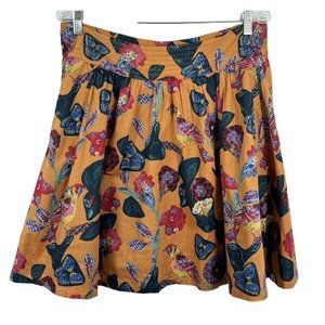 Anthropologie NATHALIE LETE PARIS Floral Butterfly Birds A-line Skirt Size XL